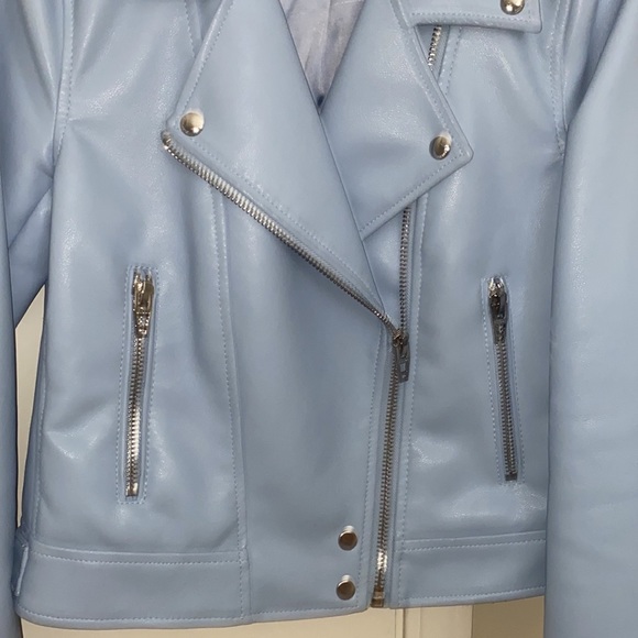 Blank NYC Blue Vegan Leather Jacket NWOT - Picture 4 of 7